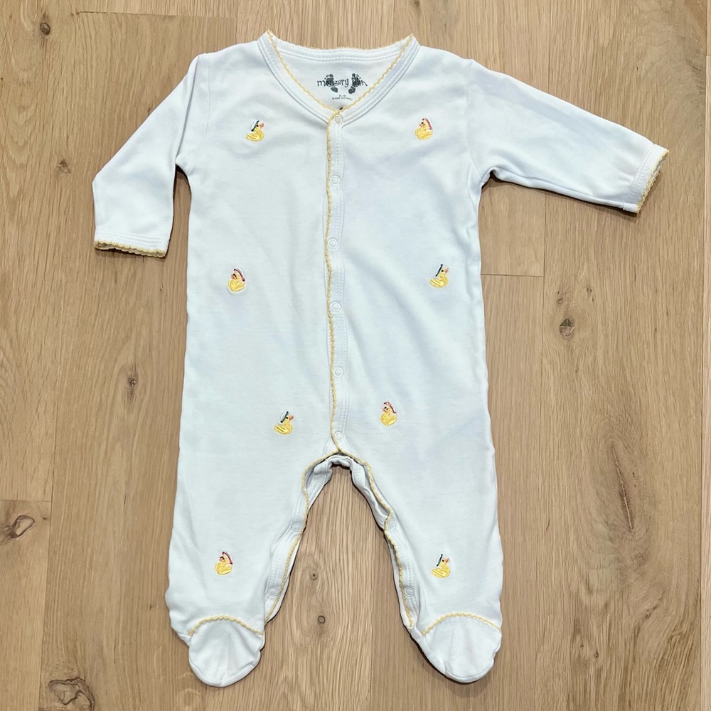 Margery Ellen Baby Embroidered Duck Long Sleeve One Piece Footie Pajamas 6-9M